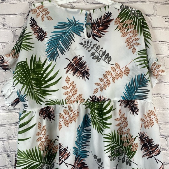 Shein Babydoll Peplum Palm Print Top size 2XL - Picture 7 of 8